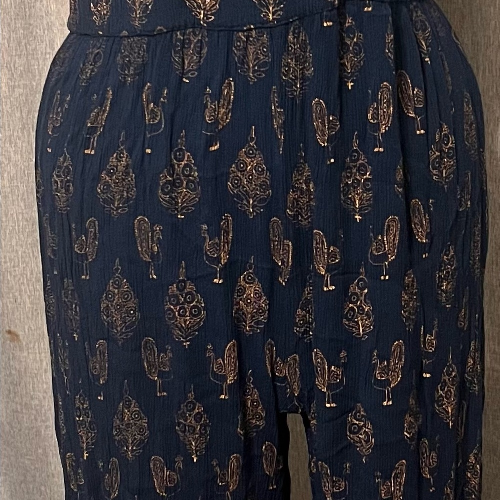 EARTHBOUND Blue and Gold Wide Leg Pants